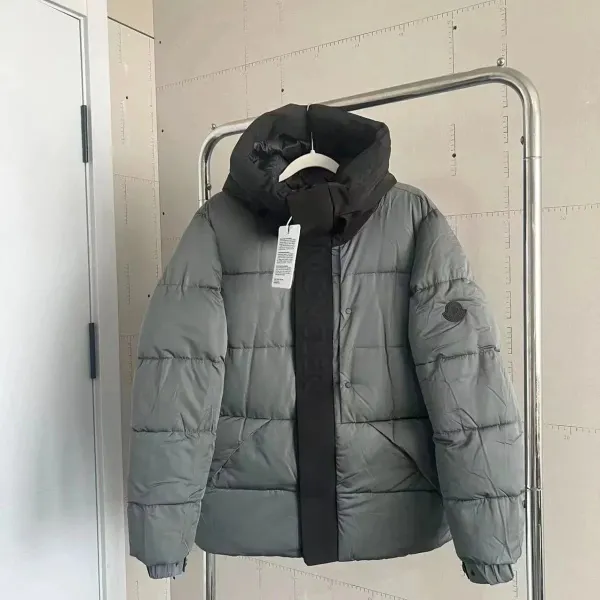 Moncler Genius 1952 Down Jacket Gray with Black Hood and Logo Tape - 1