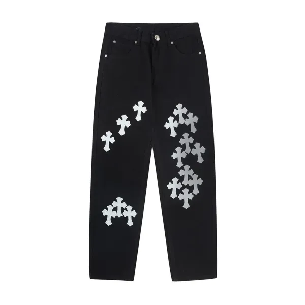 Chrome Hearts Cross-Embellished Black Straight-Leg Jeans - 1