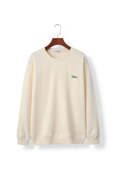 Lacoste Classic Crocodile Embroidered Crewneck Sweatshirt Beige - 1