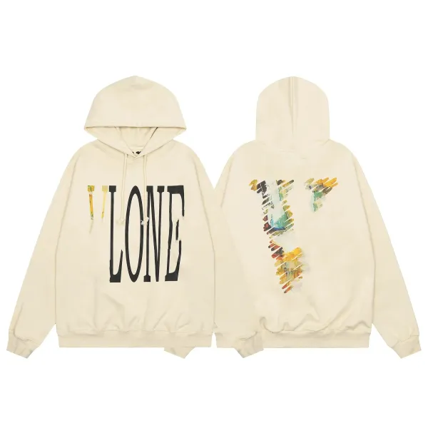 Vlone Classic VLONE Logo Hoodie Black White Beige Gray - 36