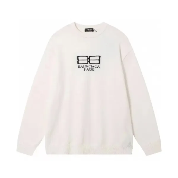 Balenciaga BB Logo Knit Sweater White - 1