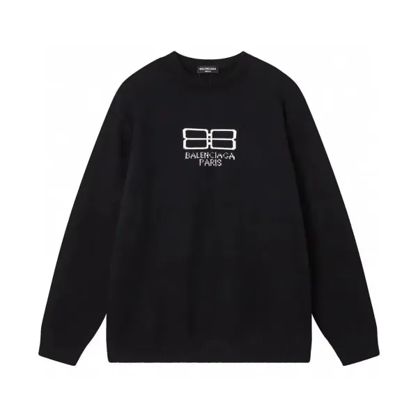Balenciaga BB Logo Knit Sweater Black - 1