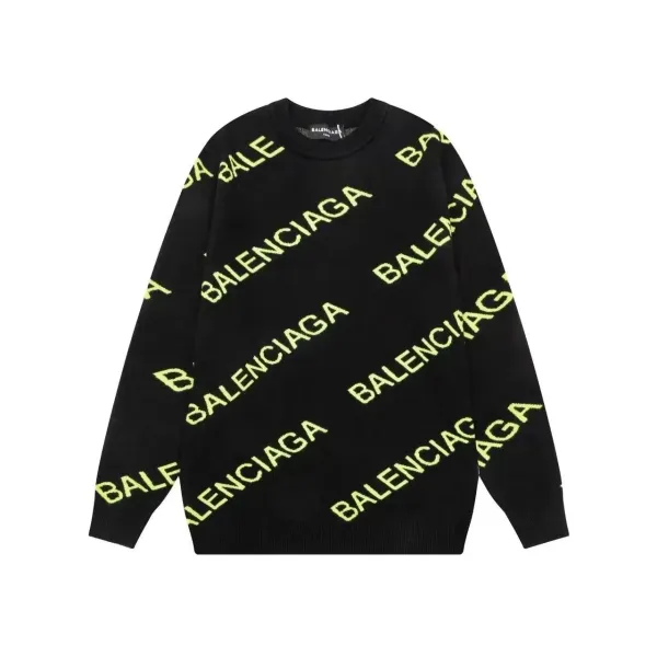 Balenciaga Logo Print Black Sweater - 1