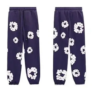 Off-White Floral Print Sweatpants Navy - 1