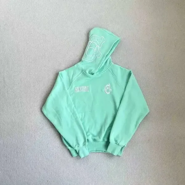 Sixth June Mint Green Embroidered Hoodie - 1