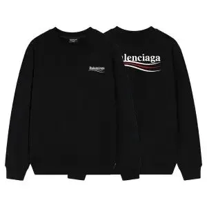 Balenciaga Logo Print Black Hoodie - 1