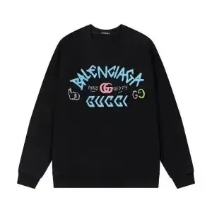 Balenciaga x Gucci Collaboration Graphic Print Black Hoodie - 1