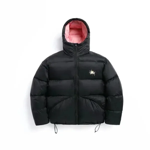Stüssy Puffer Jacket Black with Pink Lining Down-Jacket - 1