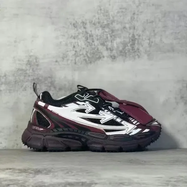 Off-White Diagonal Arrow Burgundy Chunky Sneakers - 1