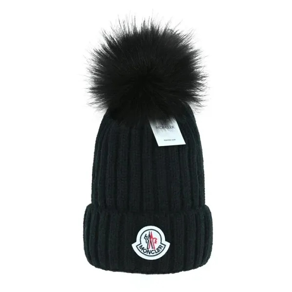 Moncler Beanie with Fox Fur Pom-Pom Black - 1