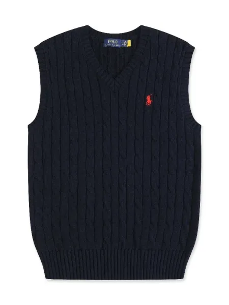 Polo Ralph Lauren Cable Knit V-Neck Vest Navy - 1