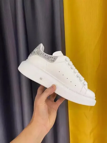 Alexander McQueen Oversized Sneaker White with Crystal-Embellished Heel Tab Sneakers - 1