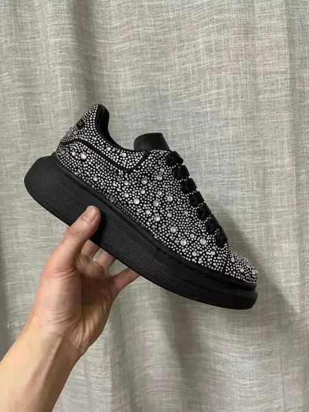 Alexander McQueen Oversized Sneaker with Crystal Embellishment Black Sneakers - 1