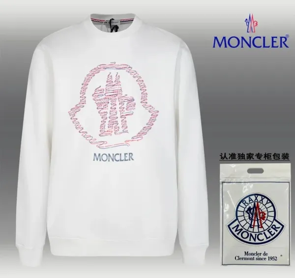 Moncler Logo Graphic Print White Hoodie - 1