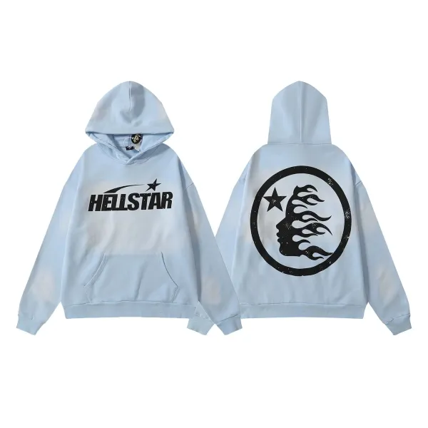 Hellstar Star Flame Hoodie Light Blue - 1