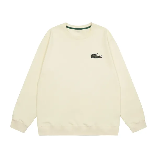 Lacoste Classic Crocodile Embroidered Crewneck Sweatshirt Beige - 1