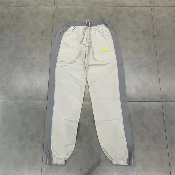 Design Track Pants with Side Panels and Yellow Logo Beige/Gray Sweatpants - 1
