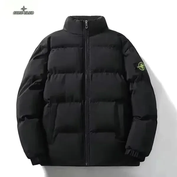 Stone Island Black Down Jacket with Compass Logo - 1