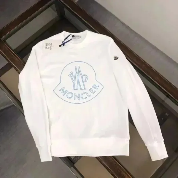 Moncler Logo Embroidered White Sweatshirt - 1