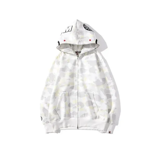 A Bathing Ape ABC Camo Full-Zip Hoodie White - 1