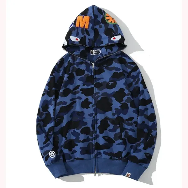 A Bathing Ape ABC Camo Full-Zip Hoodie Blue - 1