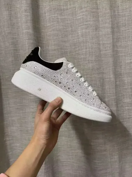 Alexander McQueen Oversized Sneaker Crystal-Embellished White Sneakers - 1