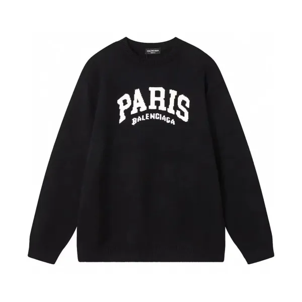 Balenciaga Paris Knit Sweater Black - 1