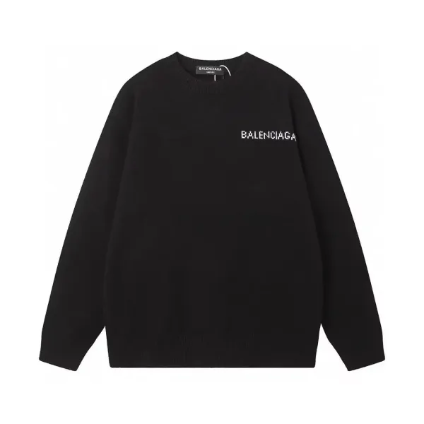 Balenciaga Logo Knit Sweater Black - 1