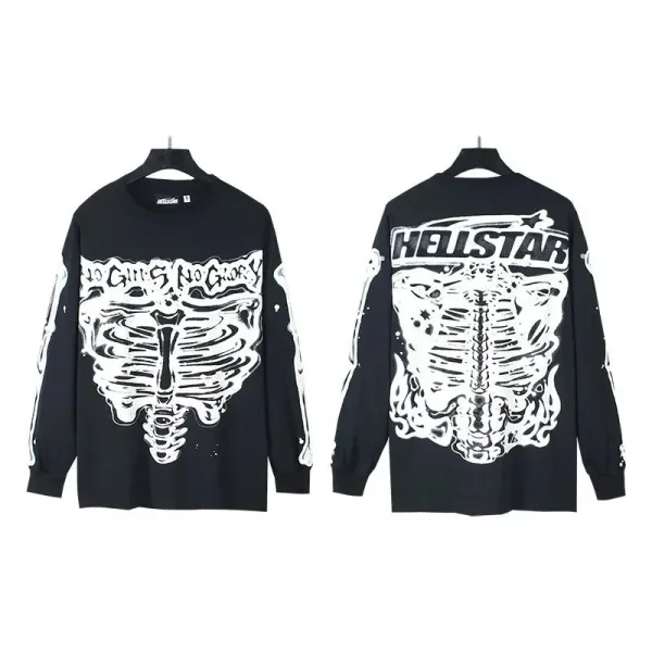 Hellstar Ribcage Graphic Long-Sleeve T-Shirt Black - 1
