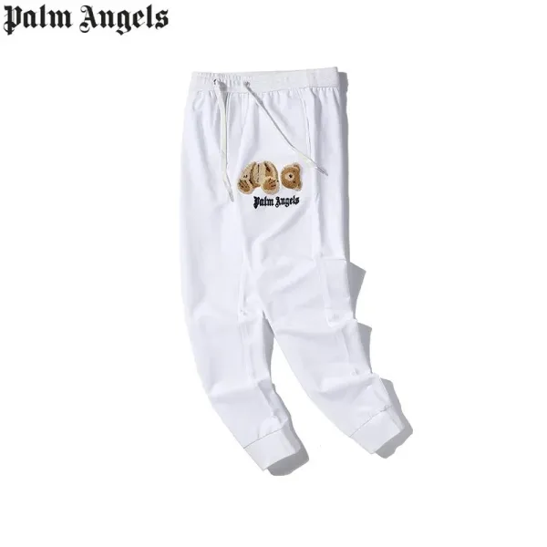 Palm Angels Teddy Bear Embroidered White Sweatpants - 1