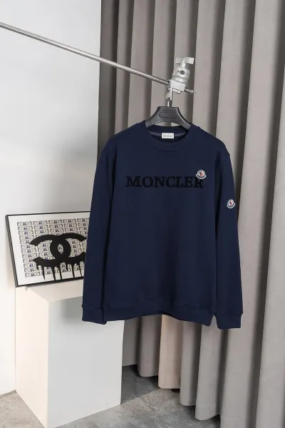 Moncler Logo Embroidered Navy Sweatshirt - 1
