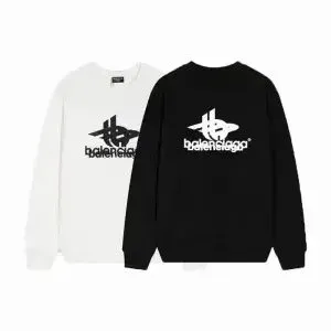 Balenciaga Logo Print Crewneck Sweatshirt Black and White - 1