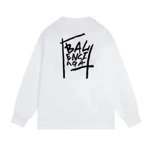 Balenciaga Logo Print Long-Sleeve T-Shirt White - 1