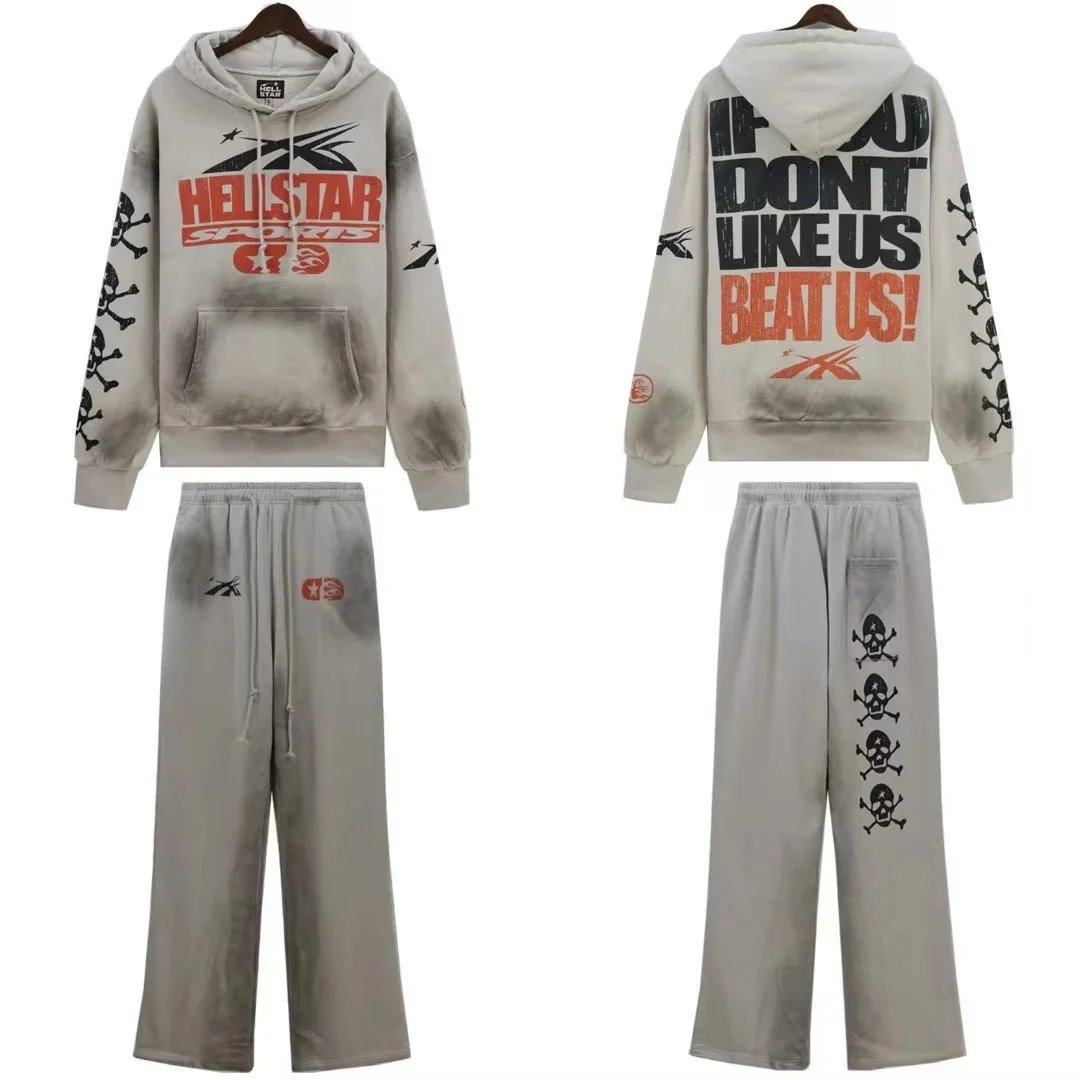 Hellstar Graphic Hoodie and Sweatpants Set Gray - 11
