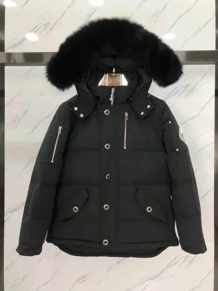Moncler Maya Down Jacket Black with Fur Trim - 1
