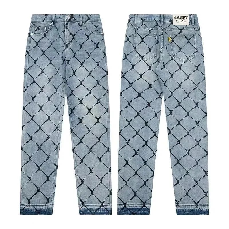 Distressed Ripped Denim Jeans with Paint Splatter Detail Blue Jeans - 6