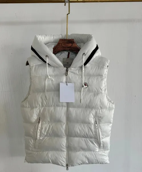 Moncler Hooded Down Vest White - 1