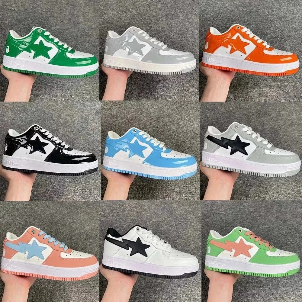 Bape Sta Patent Leather Low Top Sneakers