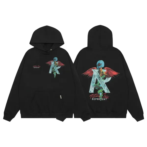 Motley Crüe x Represent Angelic 'R' Hoodie Black - 1