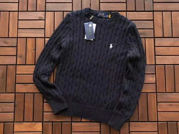 Polo Ralph Lauren Cable Knit Crewneck Sweater Black - 1