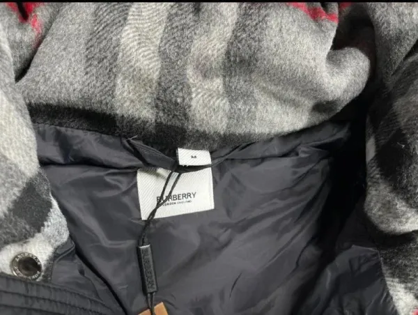 Burberry Down Jacket Black with Check Lining and Logo Sleeve Patch - 11