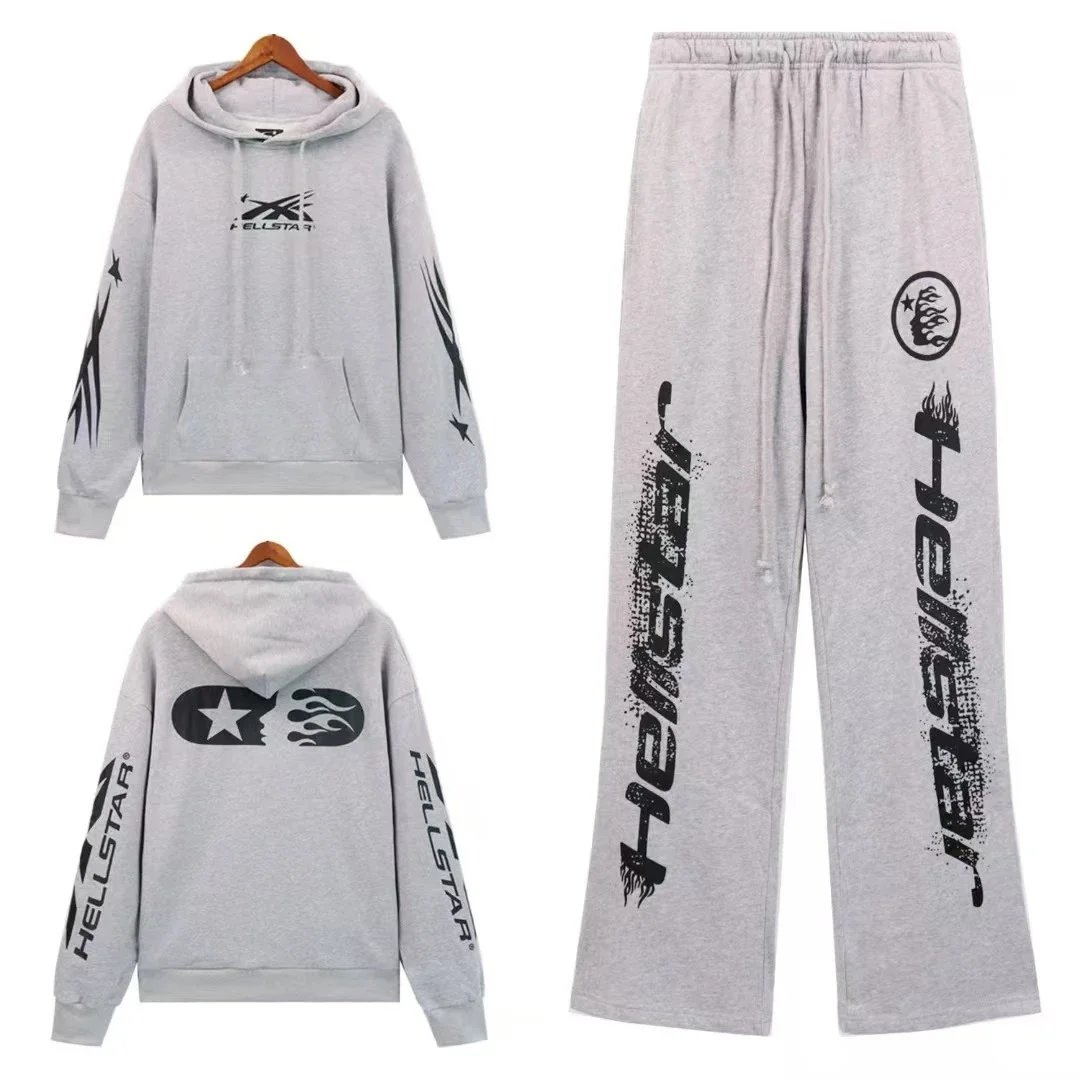 Hellstar Graphic Hoodie and Sweatpants Set Gray - 7