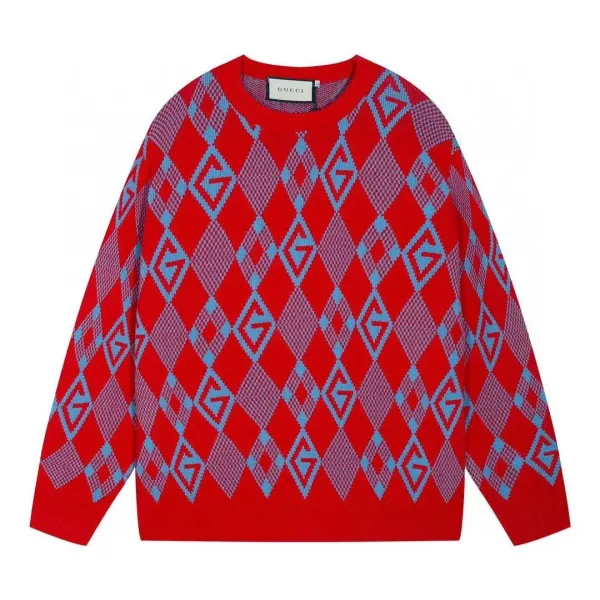 Gucci Diamond Pattern Knit Sweater Red - 1