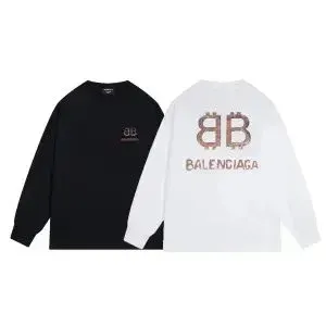Balenciaga BB Logo Long-Sleeve T-Shirt Black and White - 1