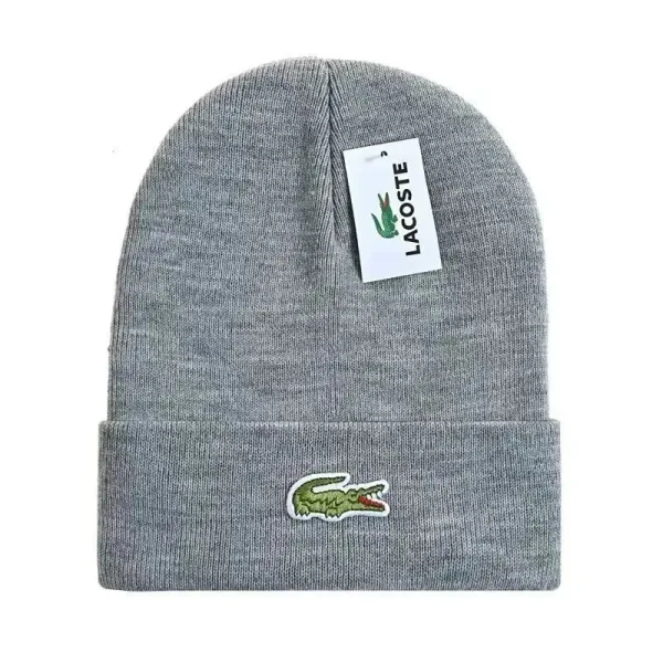Lacoste Classic Crocodile Embroidered Beanie Gray - 1