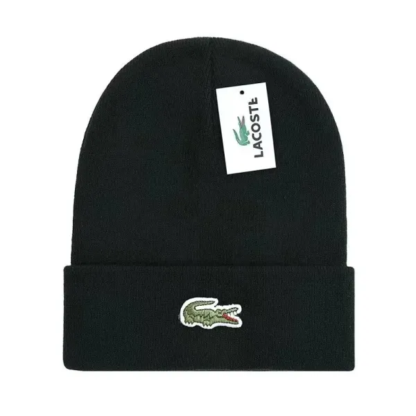 Lacoste Crocodile Embroidered Beanie Black - 1