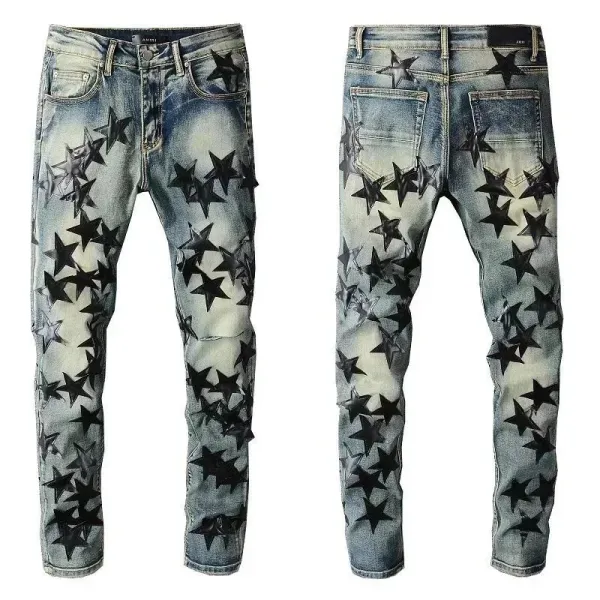 Philipp Plein Star-Print Distressed Slim Fit Jeans - 1