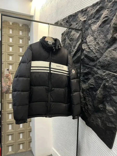 Moncler Genius 1952 Logo Stripe Black Down Jacket - 1