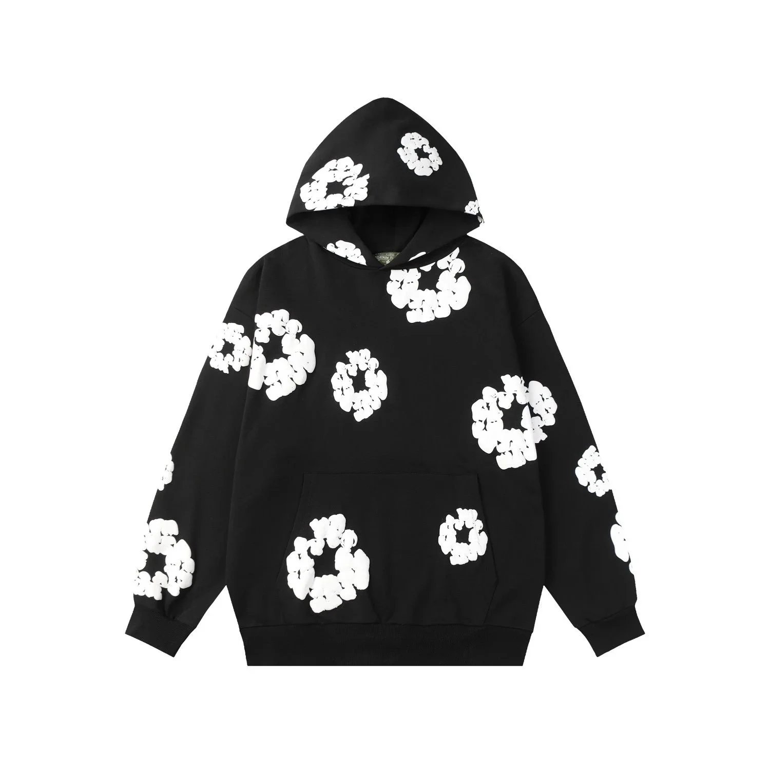Off-White Floral Print Black Hoodie - 1