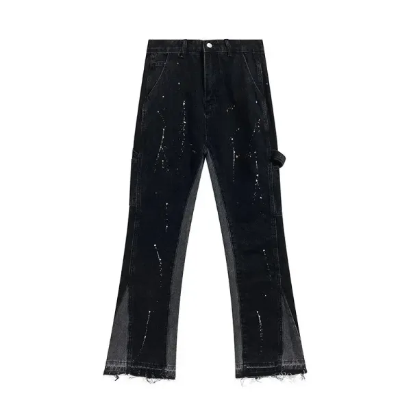 GALLERY DEPT. Deconstructed Denim Jeans - Black, Dark Wash, Light Wash, Patchwork, Bleach, Spray Paint, Frayed Hem - 2